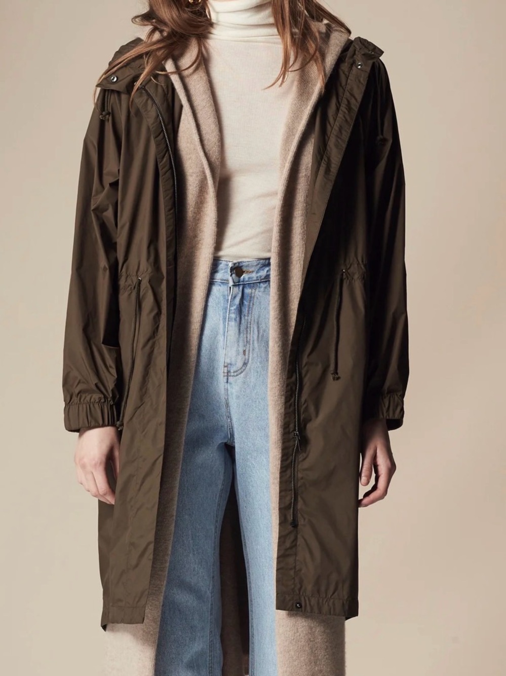 MIJEONG PARK WATER REPELLENT HOODED ANORAK - OLIVE
